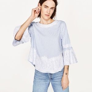 Zara Striped Blouse With Lace